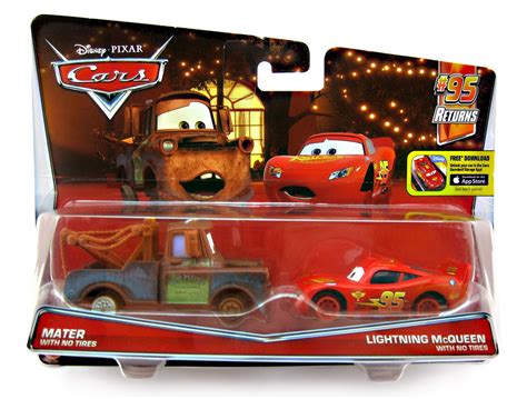 Dan the Pixar Fan: Cars 2: Mater & Lightning Mcqueen with No Tires 2-Pack