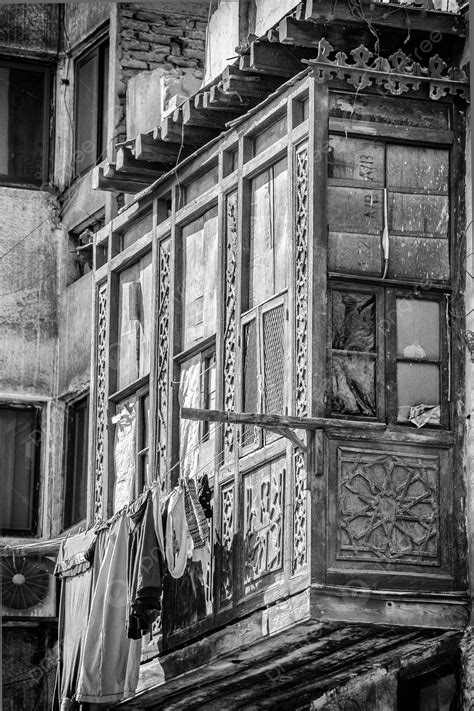 Old Balcony City Wooden Hanging Cloth Photo Background And Picture For Free Download - Pngtree