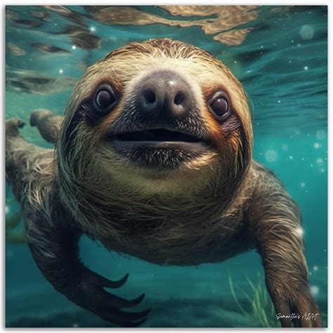 Sloth Swimming Underwater Wall Art Sloth Poster Print of a Sloth Wall ...