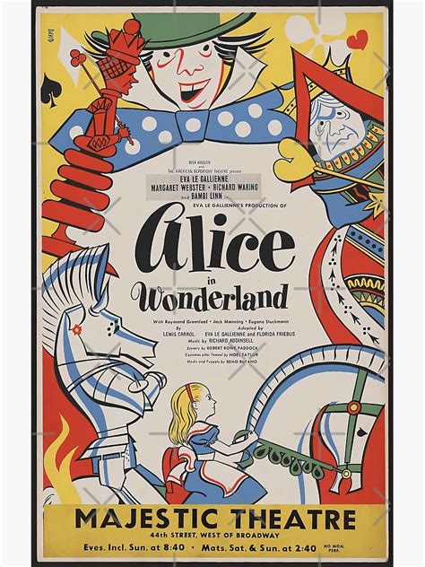 "1947 Vintage Alice in Wonderland Broadway Musical Poster" Sticker by bellatierra | Redbubble