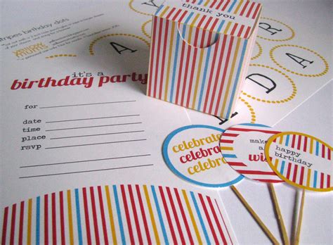 Yellow Mums: FF-Striped Birthday Invitations