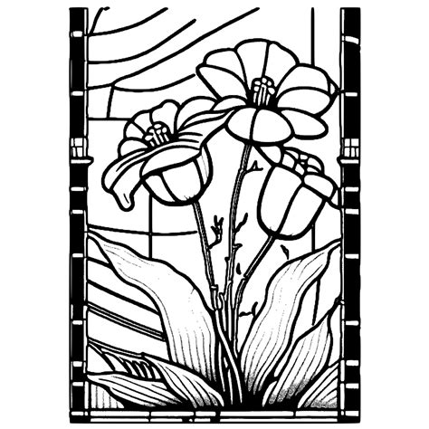 Stained Glass Flower Coloring Page · Creative Fabrica