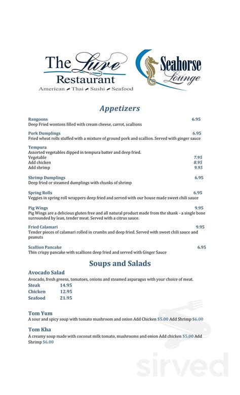 The Lure menus in Rumford, Maine, United States