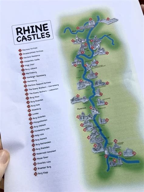 Map of the Castles in the UNESCO World Heritage Rhine Gorge River ...