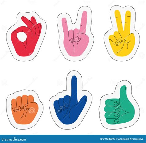 Cartoon Hands Abstract Drawn Comic. Set of Hand Multicolored Different ...