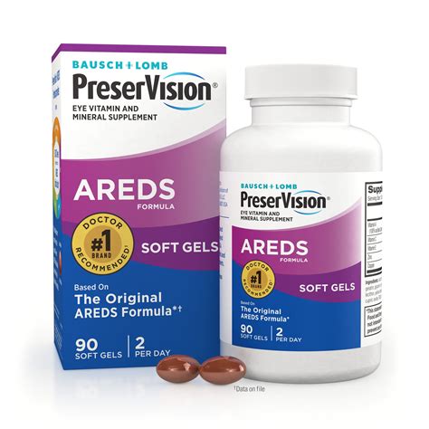 Bausch + Lomb PreserVision AREDS Eye Vitamin & Mineral Supplement Tablets, 90 Count Bottle (Soft ...