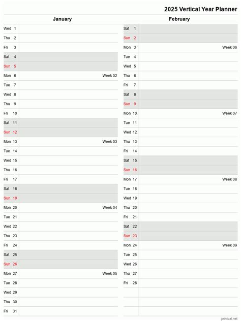 Printable 2025 Year Planner | Two Month per Page Template