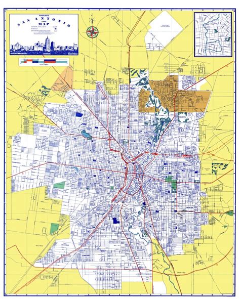 Old City Map - San Antonio Texas - Ashburn 1950 - Map Of San Antonio Texas Area | Printable Maps