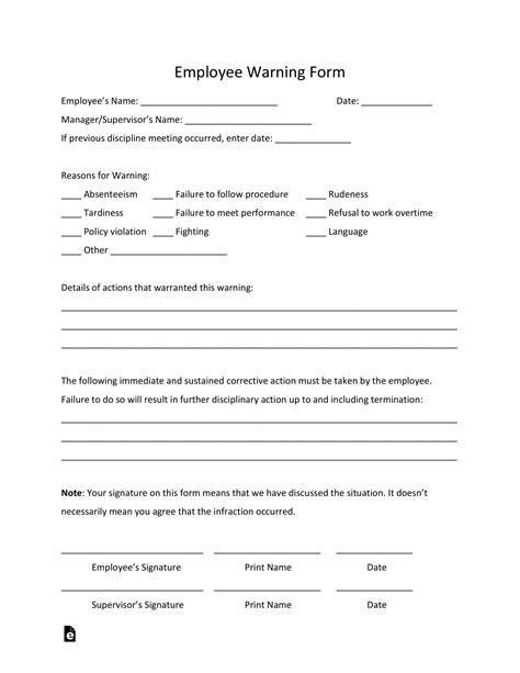 Free Employee Warning Notice Template - PDF | Word – eForms