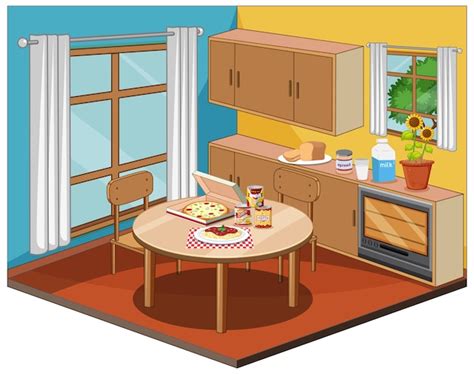 Free Vector | Dining room interior with furniture