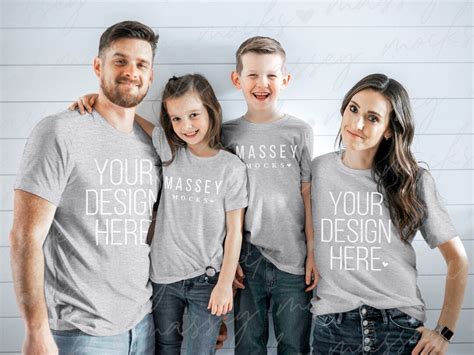 Family Mockup Family Shirt Mockup Athletic Heather Shirt Mockup Matching Family Bella Canvas ...