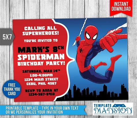 Spiderman Birthday Invitations Templates Free