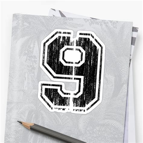 "Bold Distressed Sports Number 9" Sticker by adamcampen | Redbubble