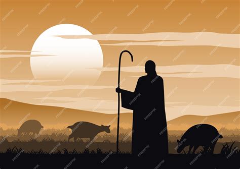 Premium Vector | Silhouette design of Jesus christ said about the shepherd