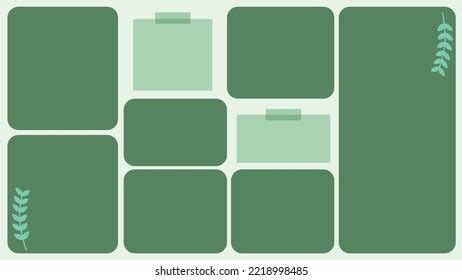 Aesthetic Neutral Green Desktop Organizer Wallpaper: immagine vettoriale stock (royalty free ...