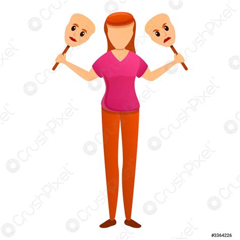 Bipolar disorder mask icon, cartoon style - stock vector 3364226 | Crushpixel