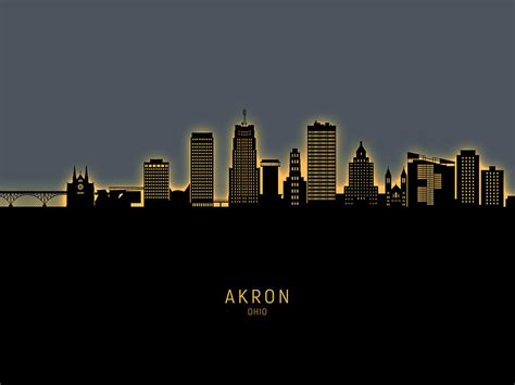 Akron Ohio Skyline #27 Digital Art by Michael Tompsett