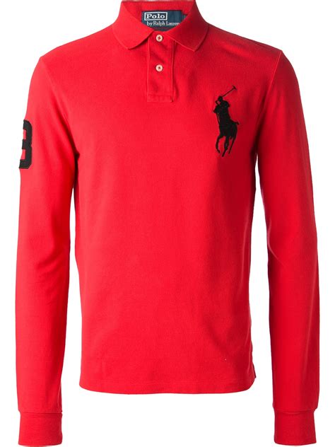 Lyst - Polo Ralph Lauren Long Sleeve Polo Shirt in Red for Men