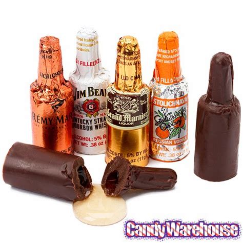 Foiled Chocolate Bottles with Liquor Filling: 24-Piece Display | Liquor candy, Alcohol chocolate ...