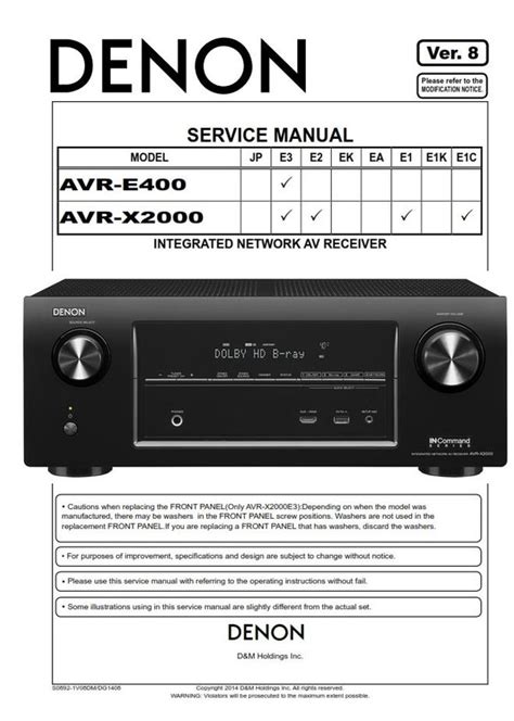 Denon AVR X2000 E400 AV Receiver Service Manual