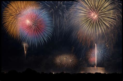 Premium AI Image | Fireworks Are Lit Up In The Night Sky