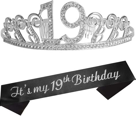 Amazon.com: 19th Birthday Gifts for Girl, 19th Birthday Tiara and Sash ...