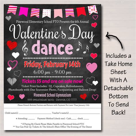 Valentine's Day Dance Set School Dance Flyer Party Invite, Church Comm ...