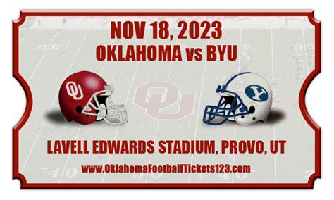 Oklahoma Sooners vs BYU Cougars Football Tickets | 11/18/23