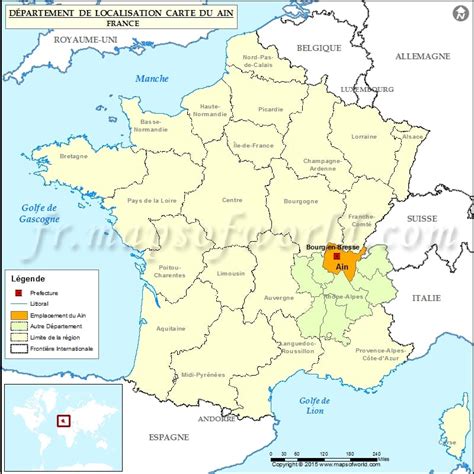 Ain Carte de localisation, département de l'Ain, France