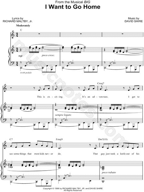 "I Want To Go Home" from 'Big' Sheet Music in C Major (transposable) - Download & Print - SKU ...