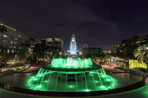 Night View of Los Angeles City Hall Stock Image - Image of california ...