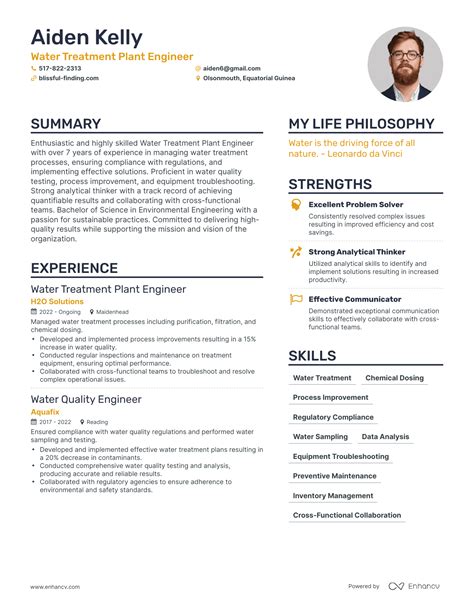 3 Successful Water Treatment Plant Engineer Resume Examples And Writing ...