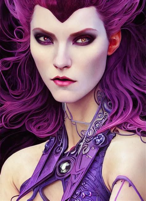 close up portrait vampire with purple hair in sci - fi | Stable Diffusion