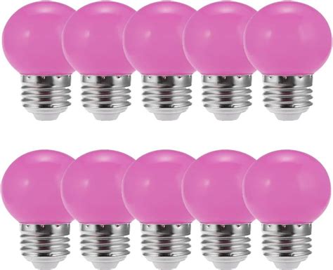 Pink LXcom LED Pink Light Bulb Color Bulb 10 Pack 1W Globe Bulbs G45 ...