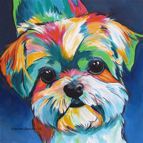 "Can I Have One?" 12"x12" acrylic pop art Shih Tzu pet portrait dog ...