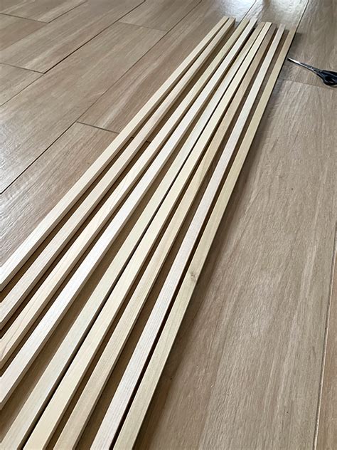 How to Paint and Install a Wood Slat Wall - BREPURPOSED | Wood slat wall, Slat wall, Wood slats