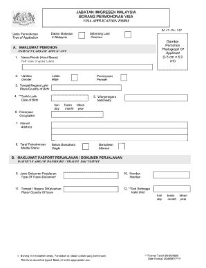 Malaysia Visa Application Form - Fill and Sign Printable Template Online