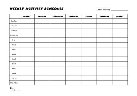 Activity Schedule Template