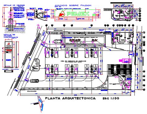 Gasoline filling station convenience store toilets, office design drawing - Cadbull