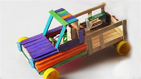 Popsicle Stick Crafts- How To Make a Car Toy - Powered Car - YouTube