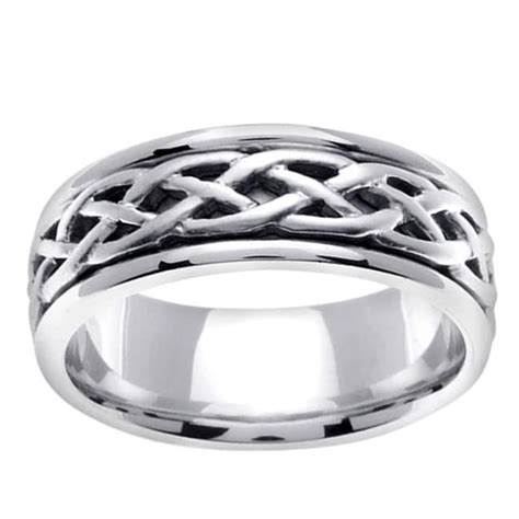 Shop 14k White Gold Men's Celtic Wedding Band - Free Shipping Today ...