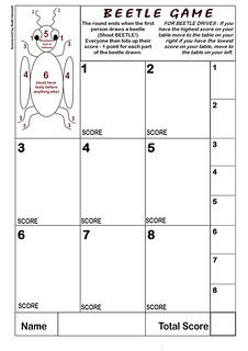 printable beetle game card | A scorecard for Beetle. Click h… | Flickr