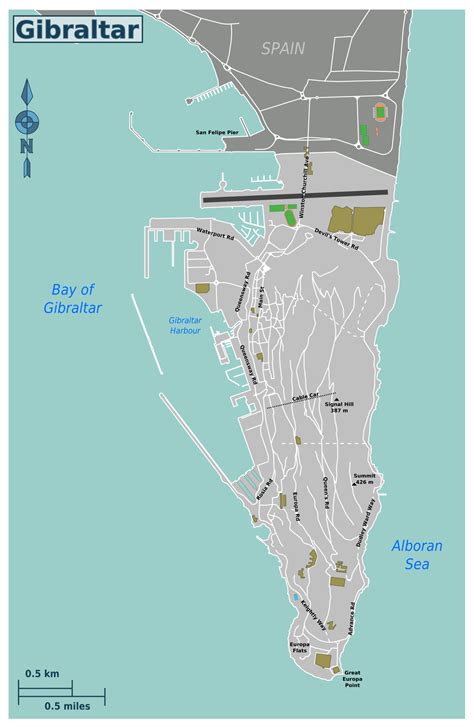 Large road map of Gibraltar | Gibraltar | Europe | Mapsland | Maps of ...