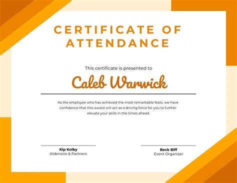 Orange Geometric Attendance Certificate Template - Venngage