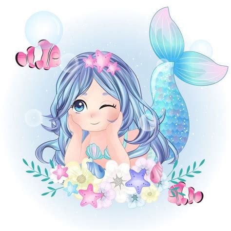 Cute Mermaid, Mermaid Theme, Mermaid Art, Mermaid Cartoon, Mermaid ...