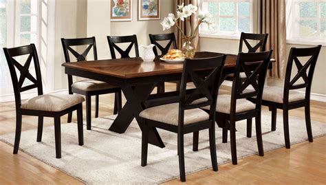 Liberta Dark Oak Rectangular Trestle Dining Room Set from Furniture of America (CM3776T-TABLE ...