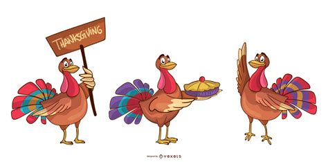 Thanksgiving Turkeys Cartoon Set Vector Download