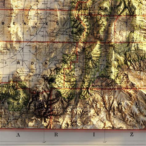 Vintage Utah Relief Map (1937) | Muir Way | Relief map, Utah map ...