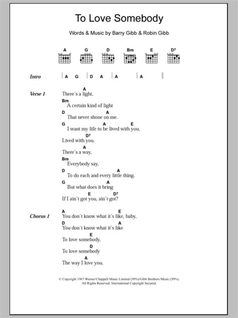 To Love Somebody by Bee Gees - Guitar Chords/Lyrics - Guitar Instructor