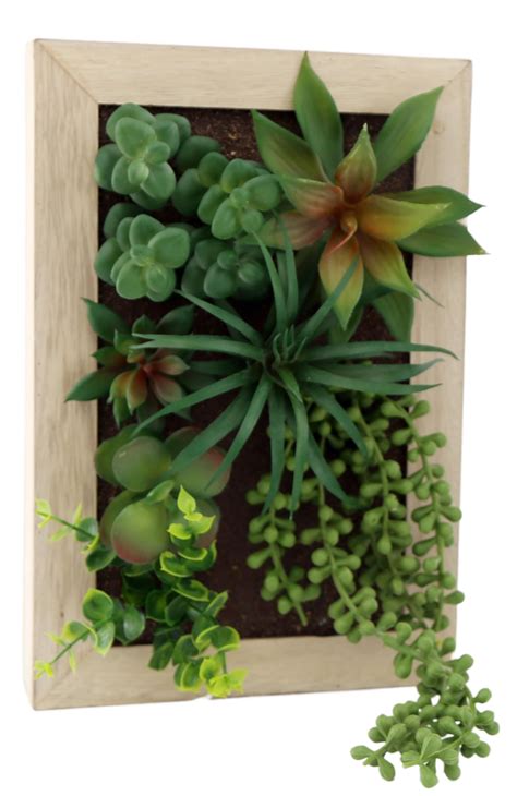 Cadre mural avec plante succulente artificielle 20 x 30 cm